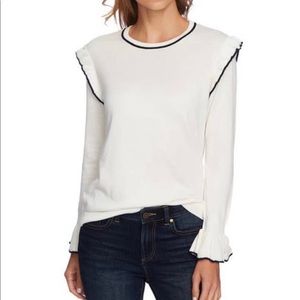 CeCe Cynthia Steffe Ruffle Sweater Antique White